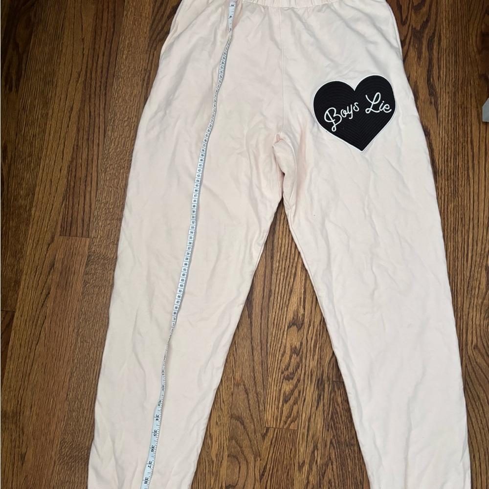 Boys Lie Off-White Women Joggers with Black Heart